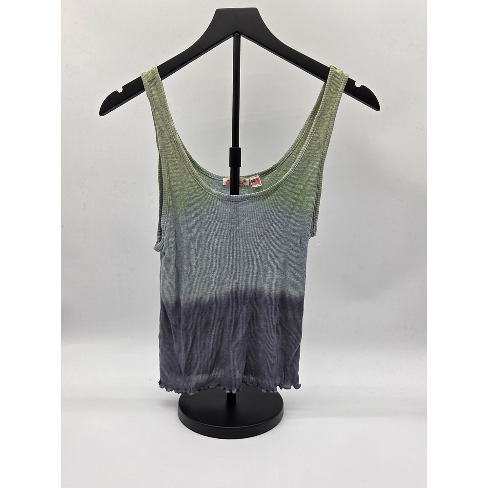 Maronie Women's M Ombre Ribbed Modal Tank Top Green Gray Made USA
